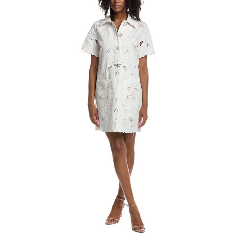 Elie Tahari Womens  The Marianna Embroidered Dress, Blue
